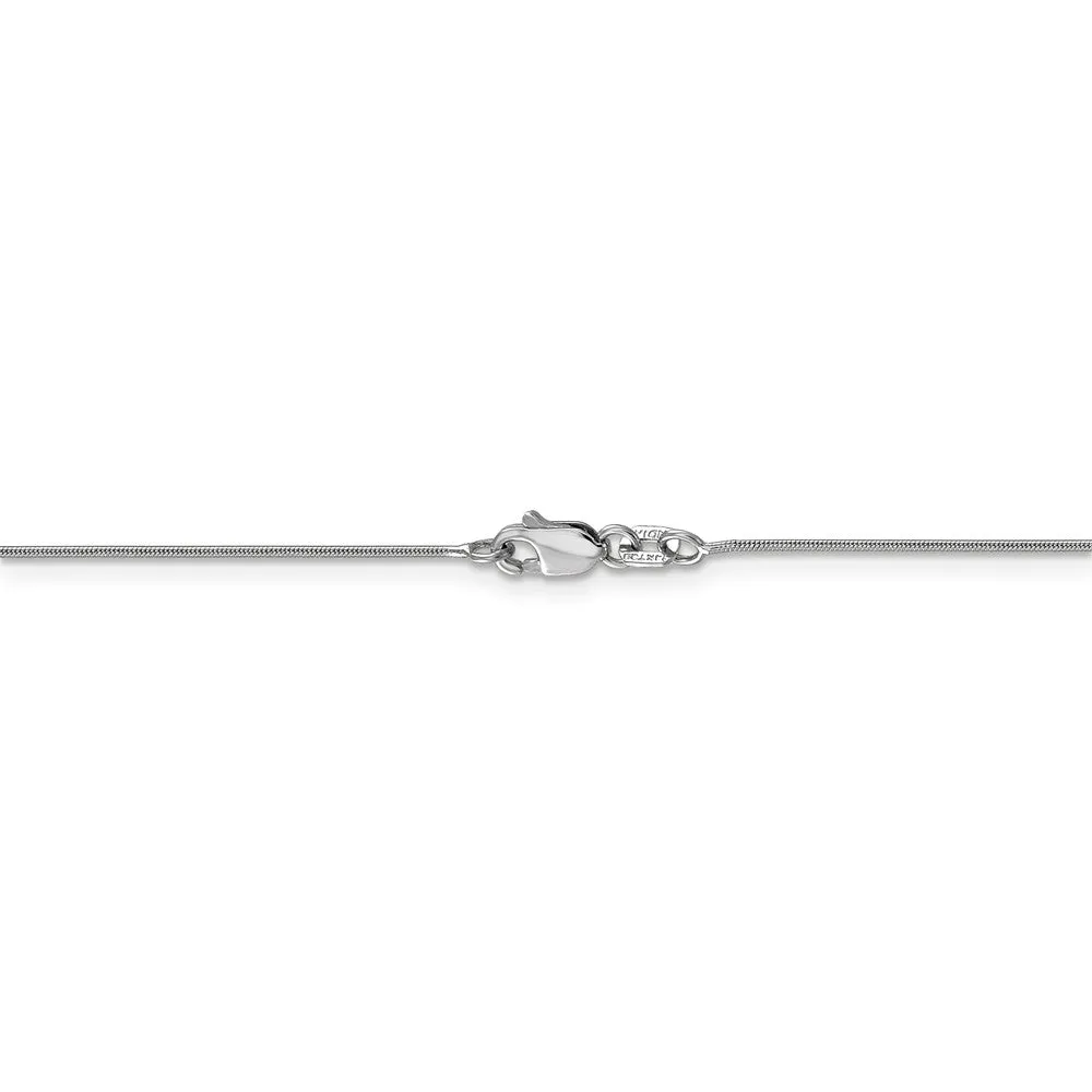 0.8mm, 14k White Gold, Round Snake Chain Anklet, 9 Inch