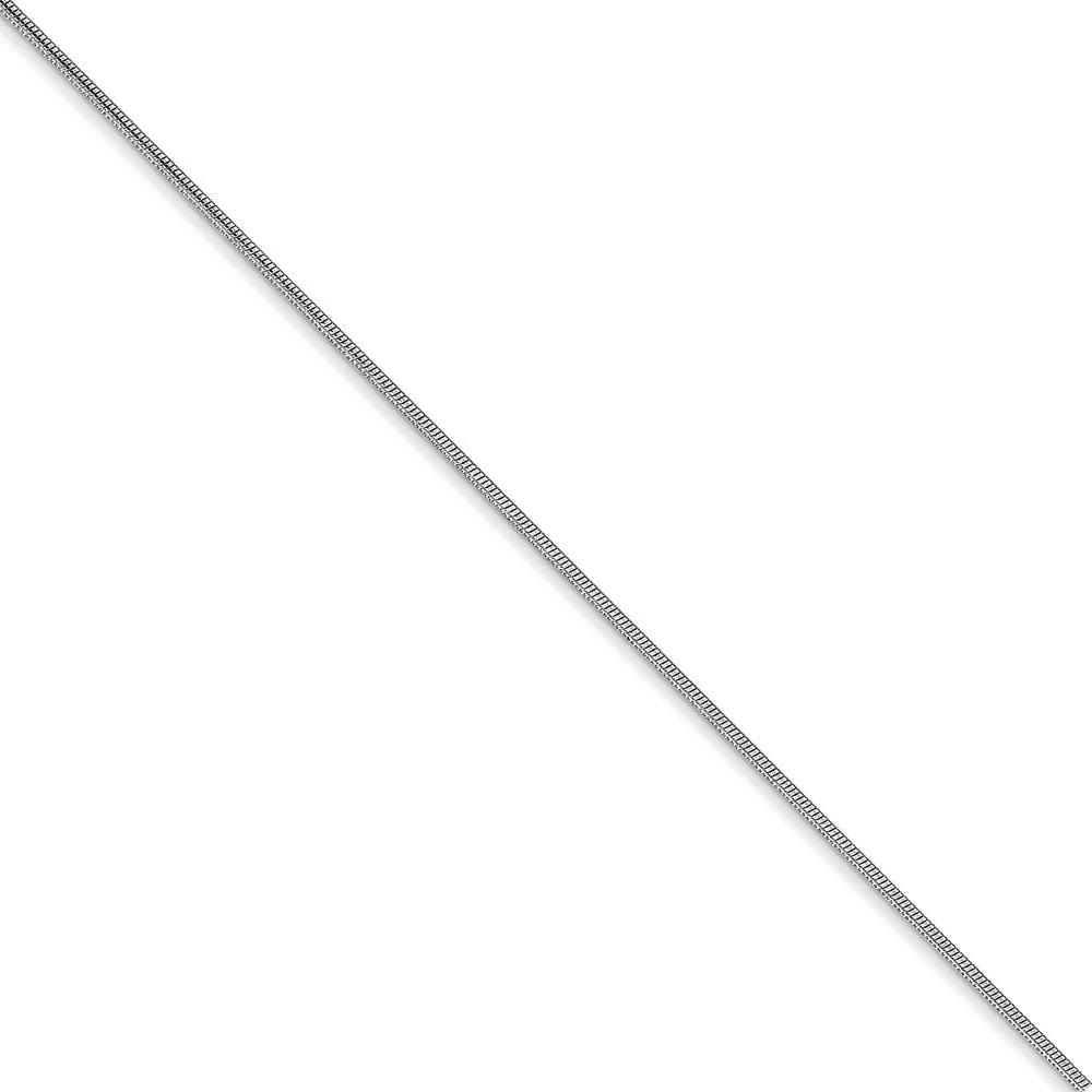 0.8mm, 14k White Gold, Round Snake Chain Anklet, 9 Inch