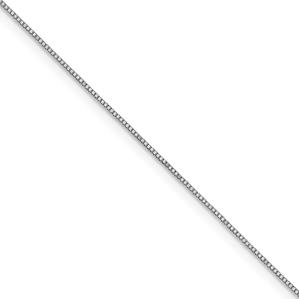 0.8mm 14K White Gold Solid Box Chain Necklace