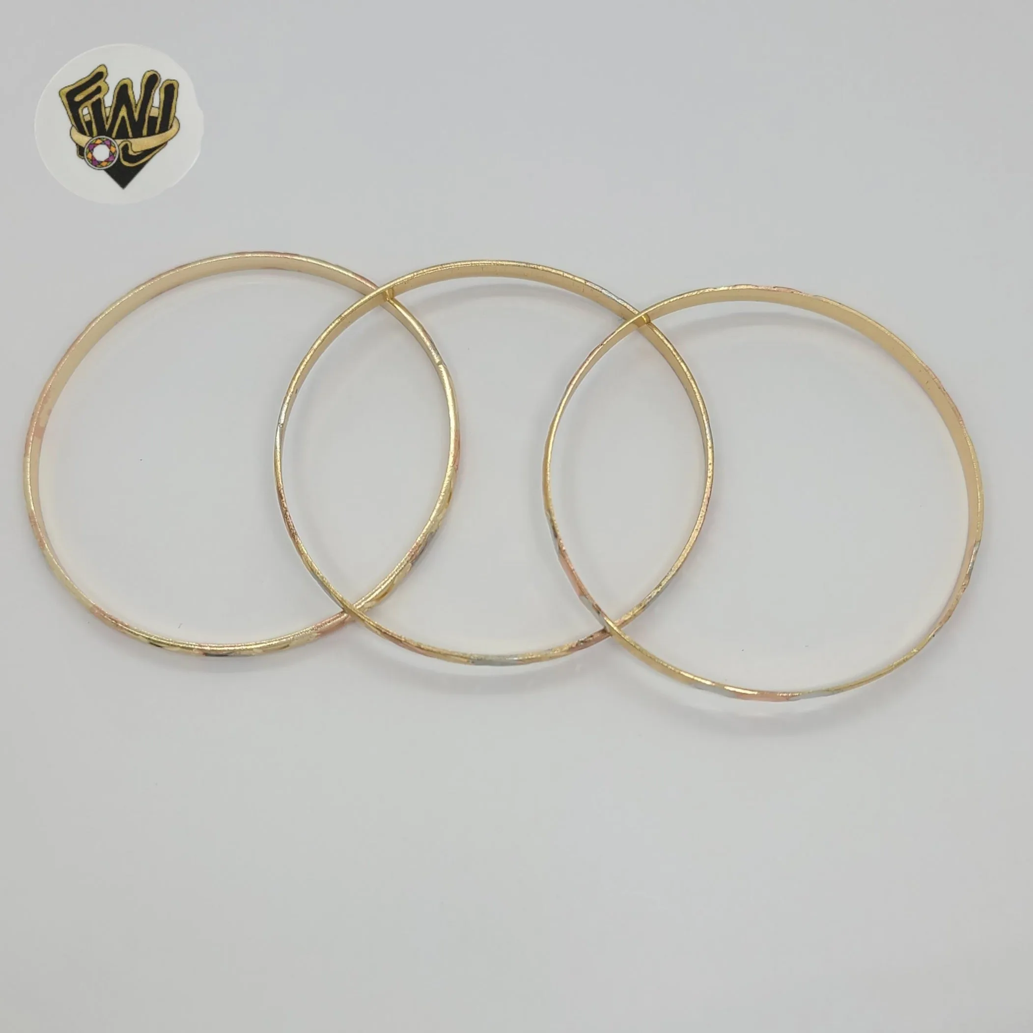 (1-4041-2) Gold Laminate - 4mm Three Tone Bangles - Dozen - BGO