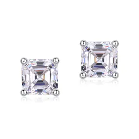 1 Ct Asscher Cut Created Diamond Stud Earrings 925 Sterling Silver MXFE8183