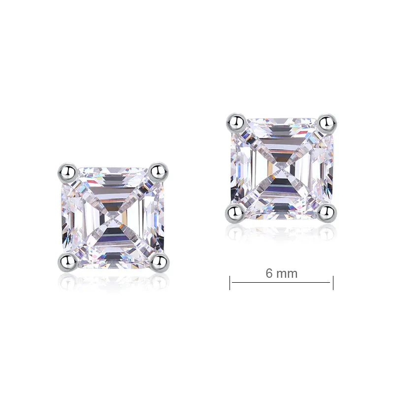 1 Ct Asscher Cut Created Diamond Stud Earrings 925 Sterling Silver MXFE8183