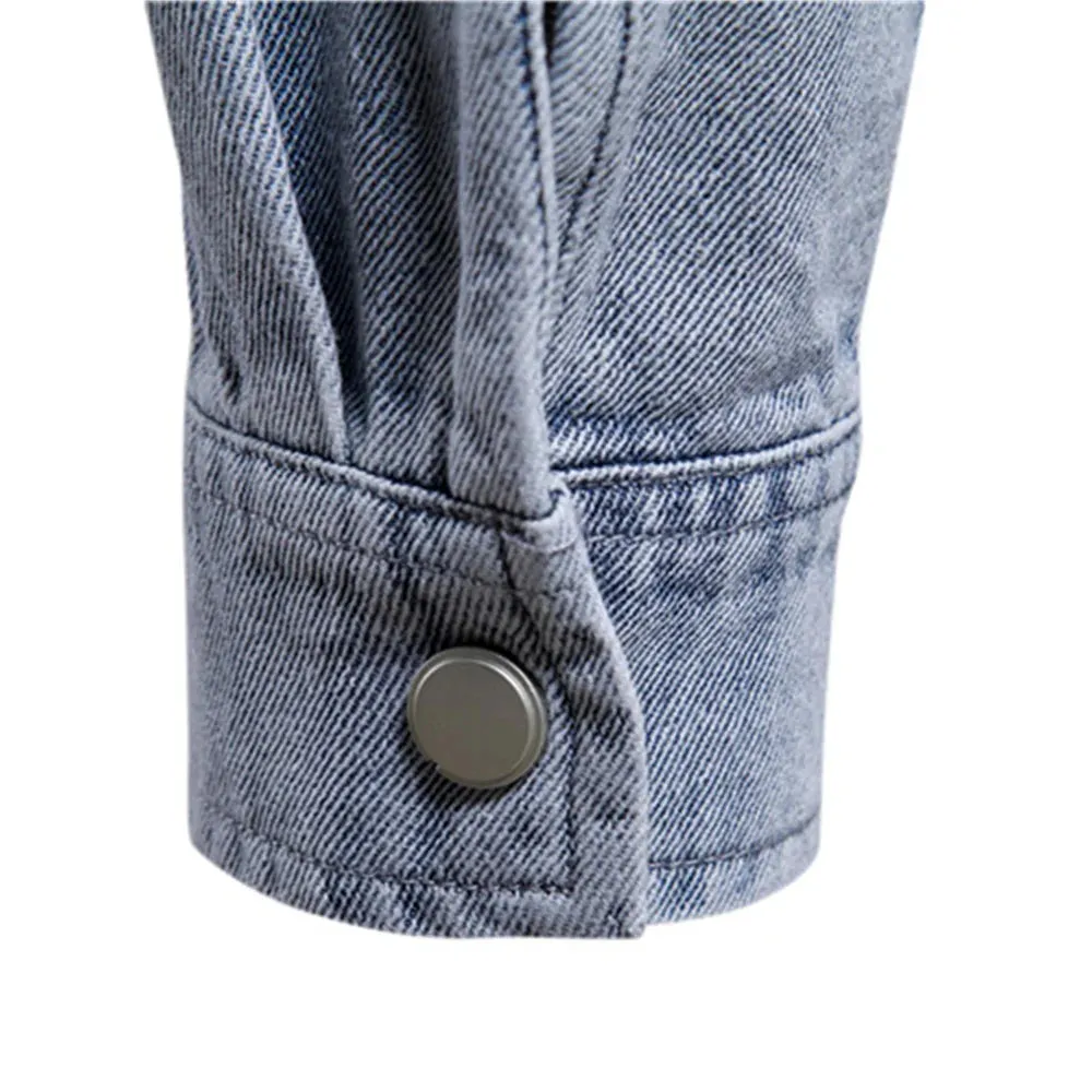 100% Cotton Men Denim Shirts Solid Color Double Pocket Casual Long Sleeve Shirts for Men Autumn Thick Cowboy Shirts Men