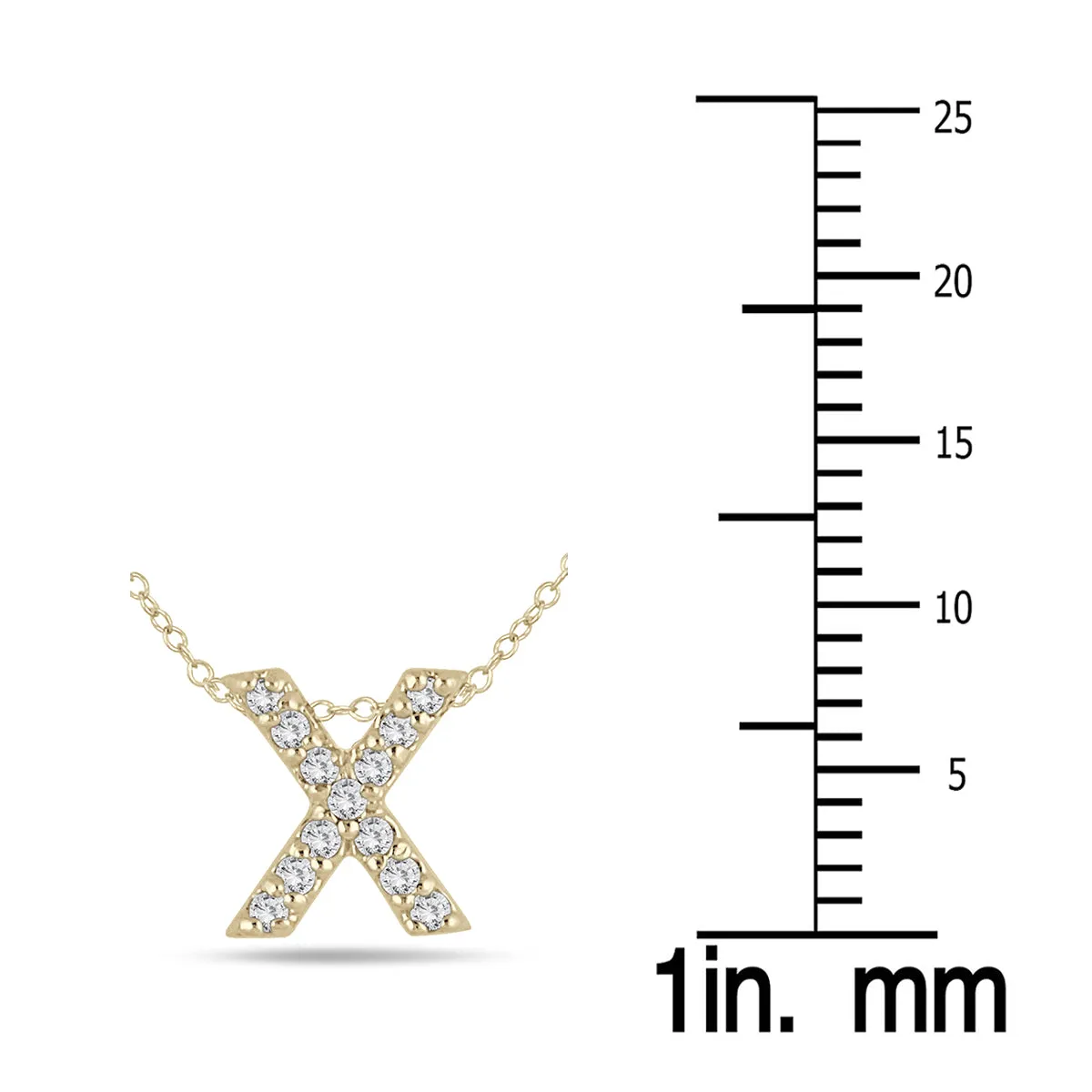 1/10 Carat Tw X Initial Diamond Pendant In 10K Yellow Gold