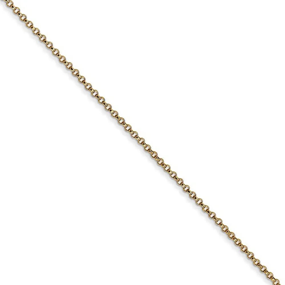 1.15mm 14k Yellow Gold Solid Rolo Pendant Chain