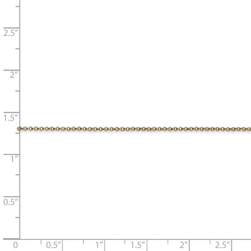 1.15mm 14k Yellow Gold Solid Rolo Pendant Chain