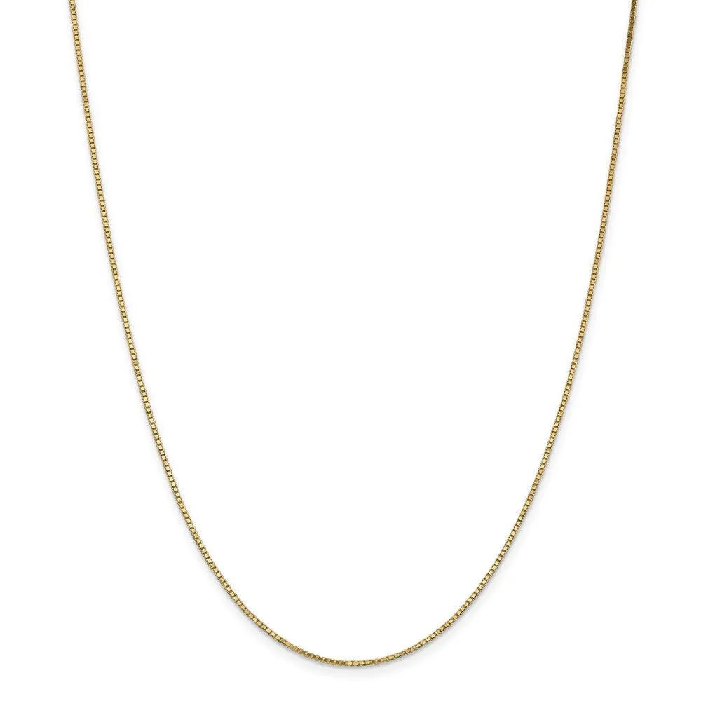 1.1mm, 14k Yellow Gold, Solid Box Chain Necklace