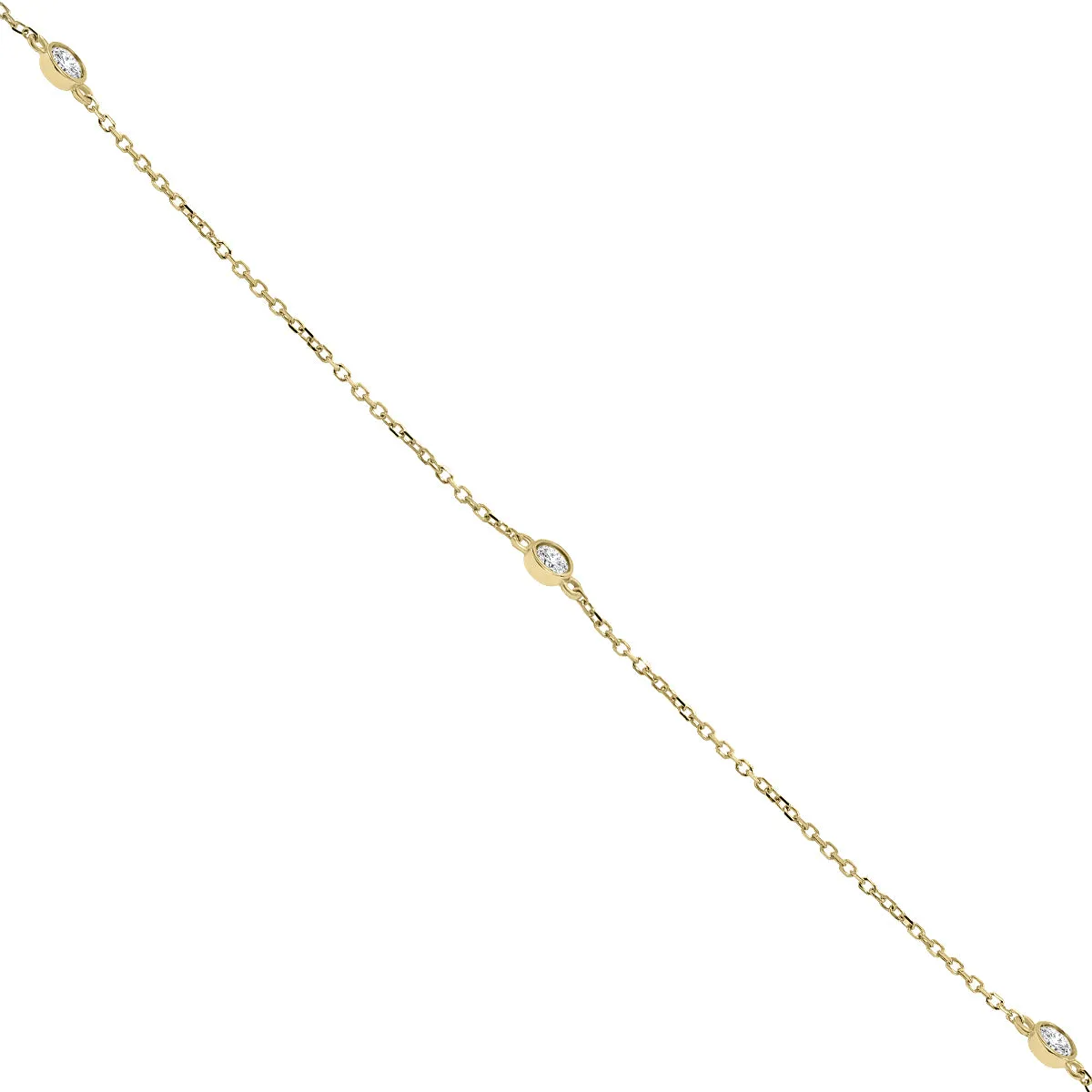 1/2 Carat Tw Bezel Set Diamond Station Necklace In 14K Yellow Gold