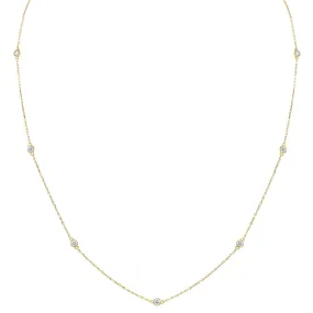 1/2 Carat Tw Bezel Set Diamond Station Necklace In 14K Yellow Gold