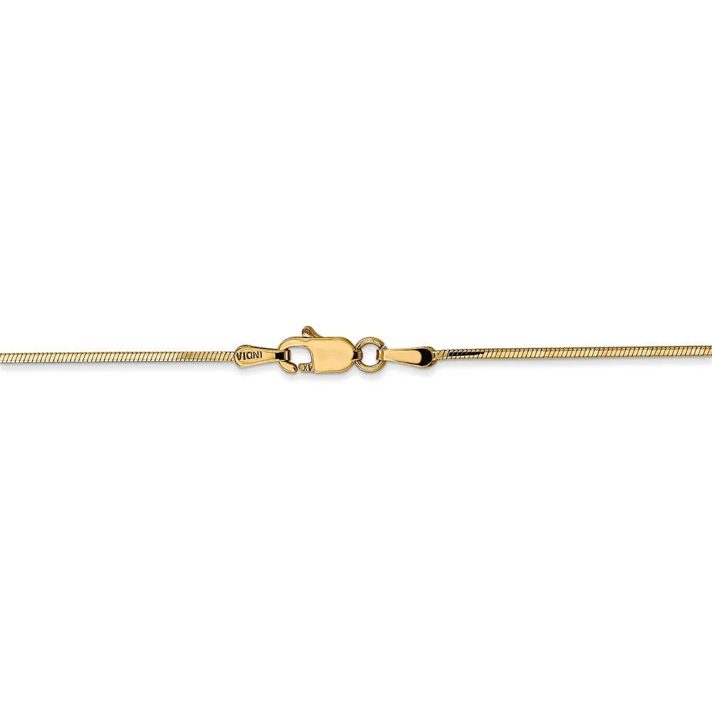 1.2mm, 14k Yellow Gold, Octagonal Snake Chain Bracelet, 7 Inch