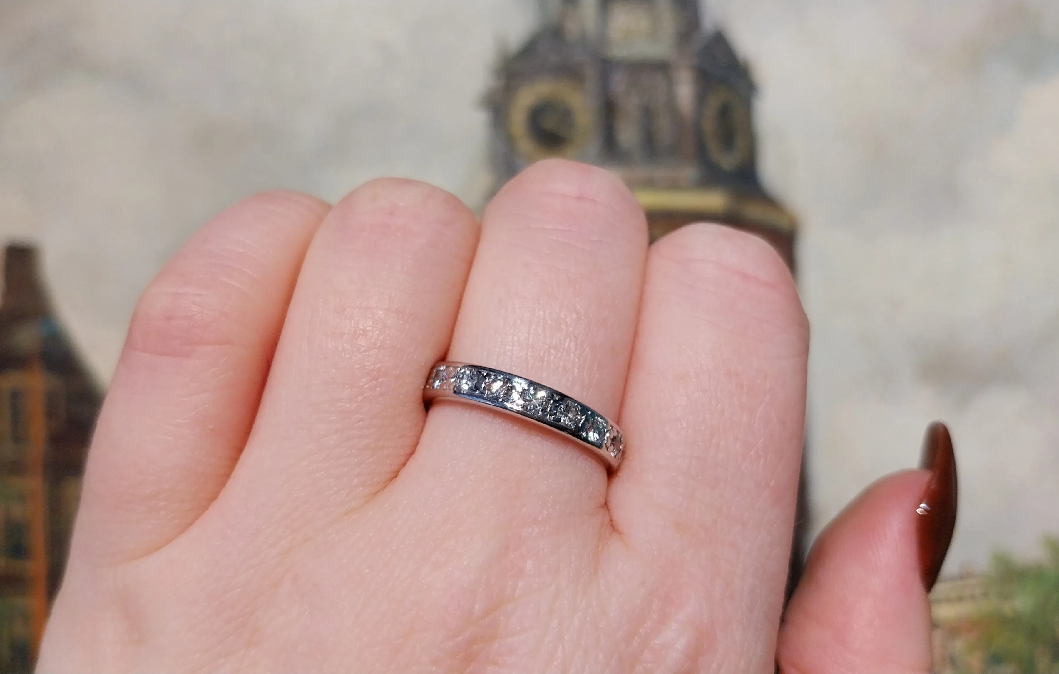 14 carat white gold diamond eternity band