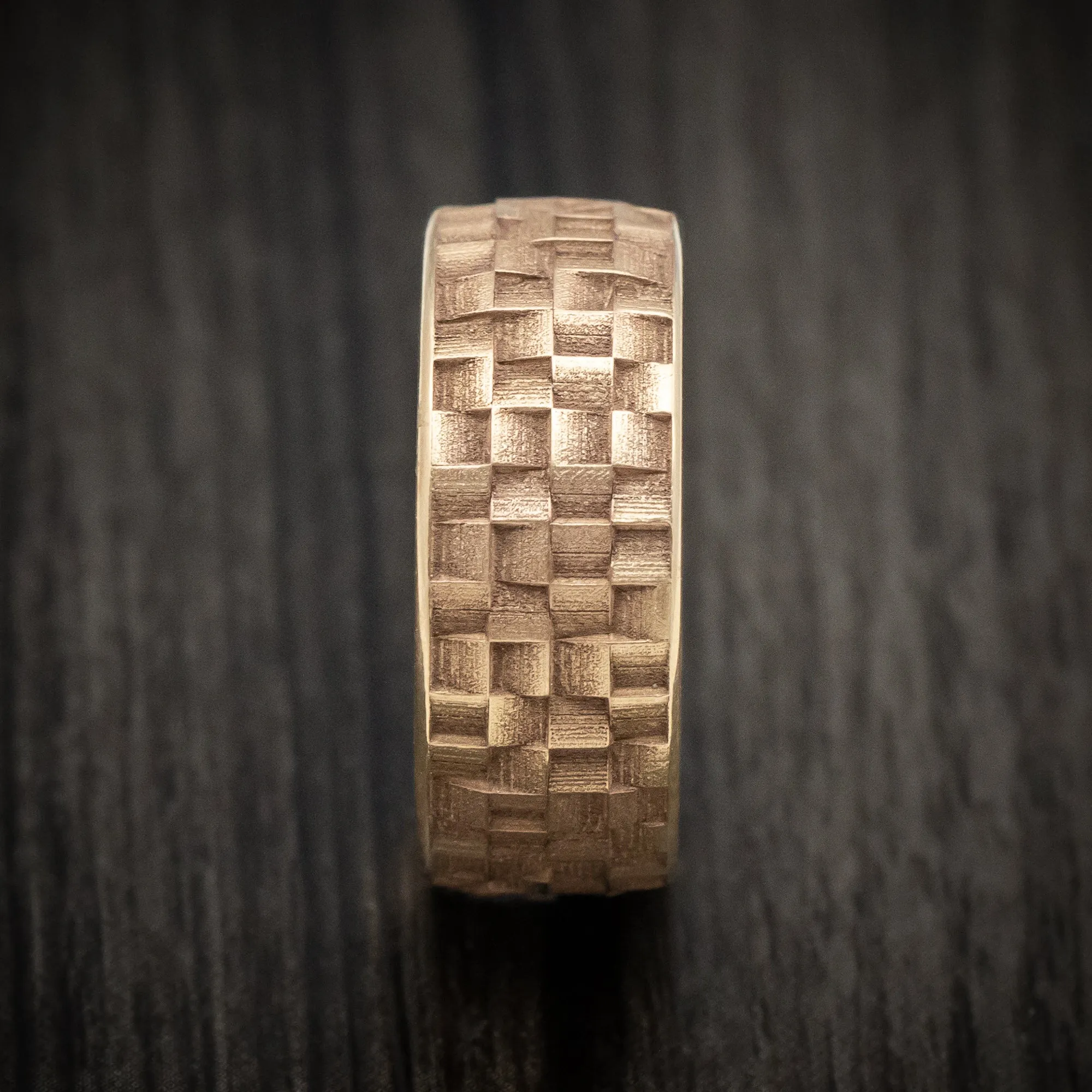 14K Gold Basketweave Texture Men's Ring