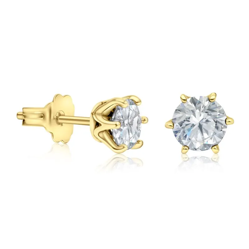 14K Gold Plated CZ Stud Earrings - 5mm December Birthstone