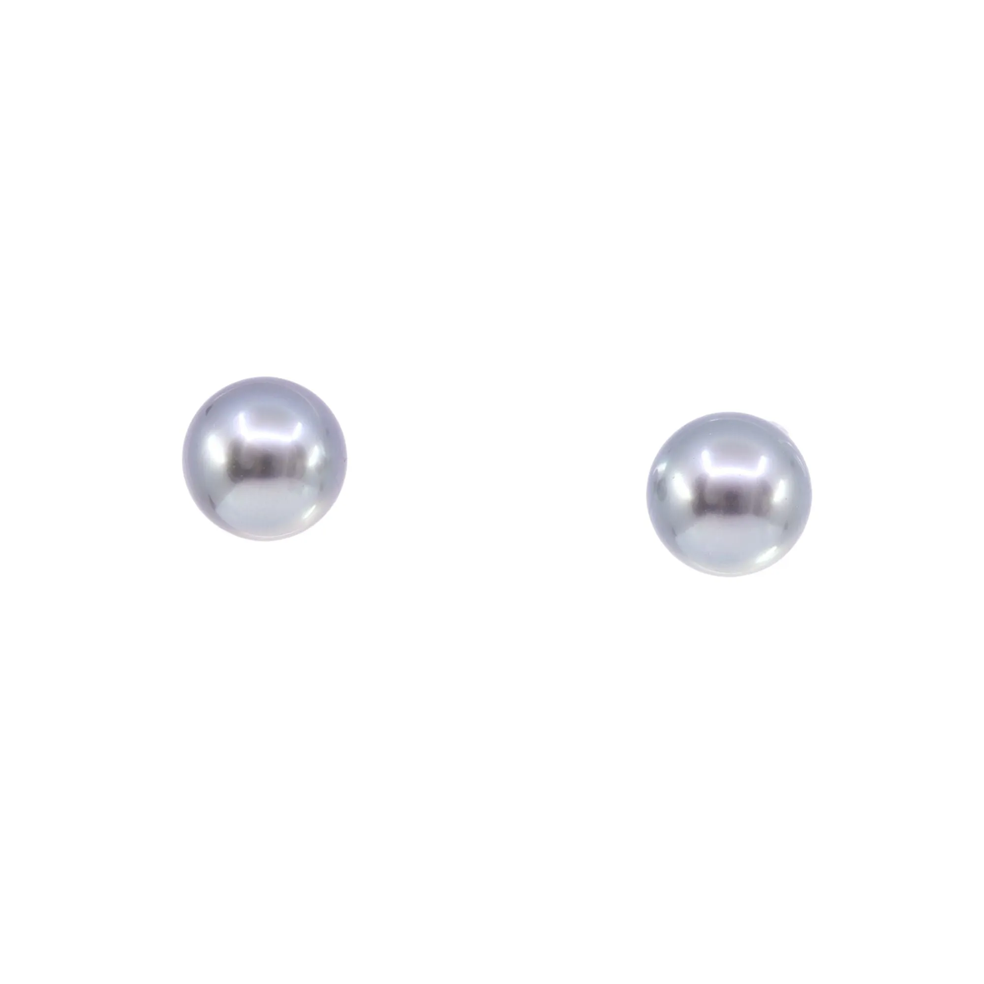 14K WHITE GOLD 10-11MM BLACK TAHITIAN PEARL STUD EARRINGS