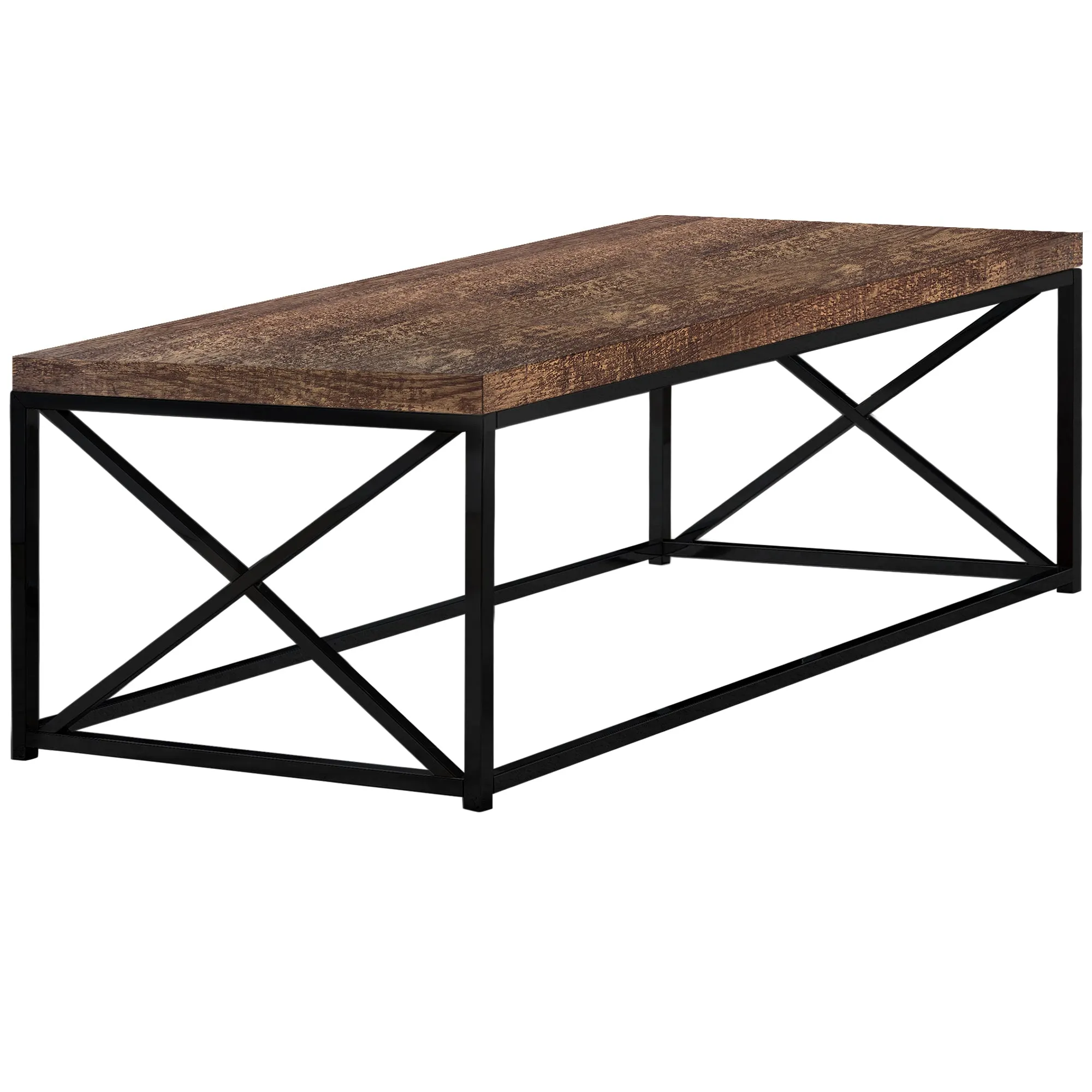 17" Reclaimed Wood Particle Board and Black Metal Coffee Table By Homeroots