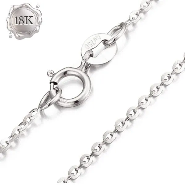 18 INCHES 18KT SOLID WHITE GOLD CABLE NECKLACE