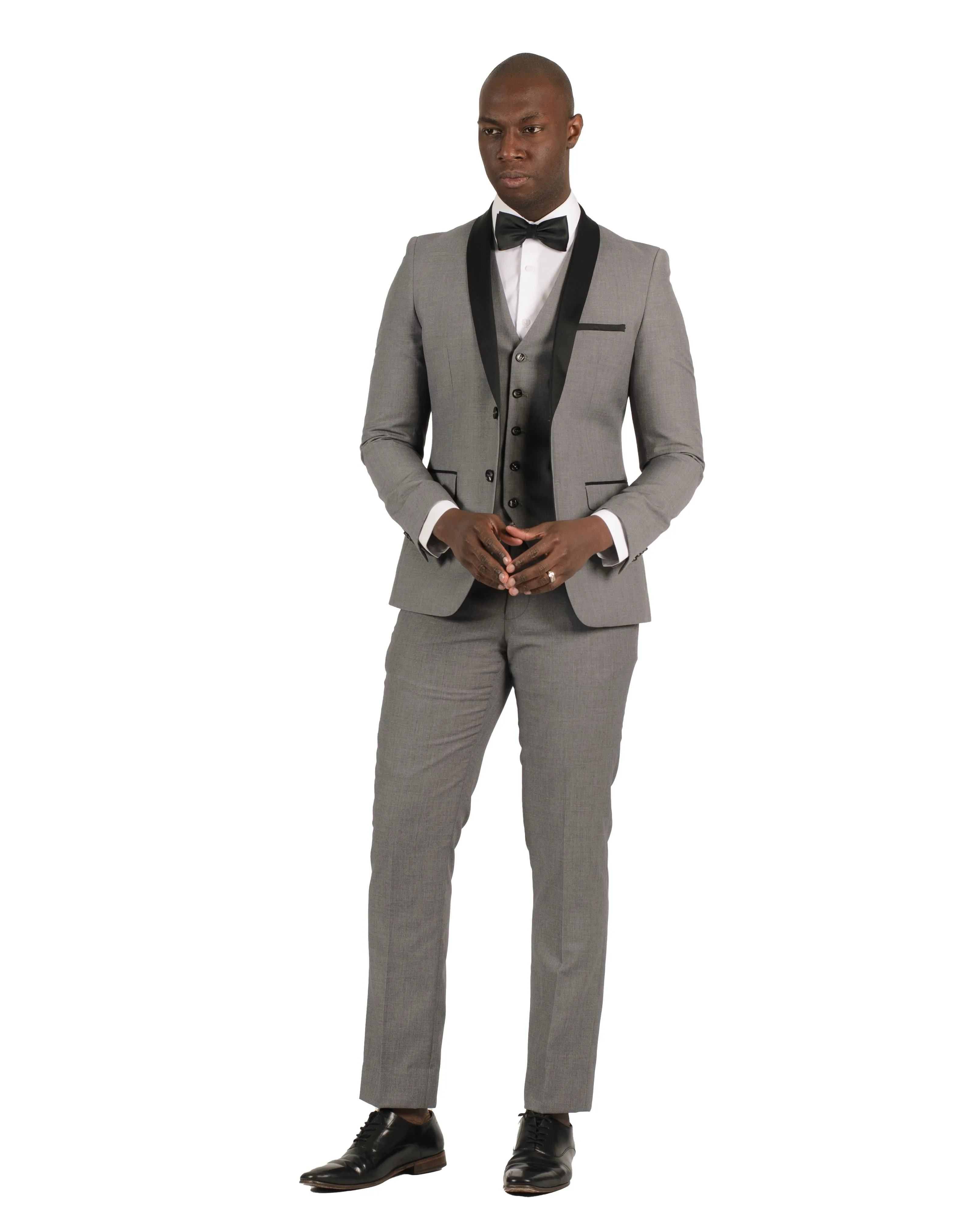 2 Button Shawl Lapel Light Grey Slim Fit Suit FF2SSX V-1230