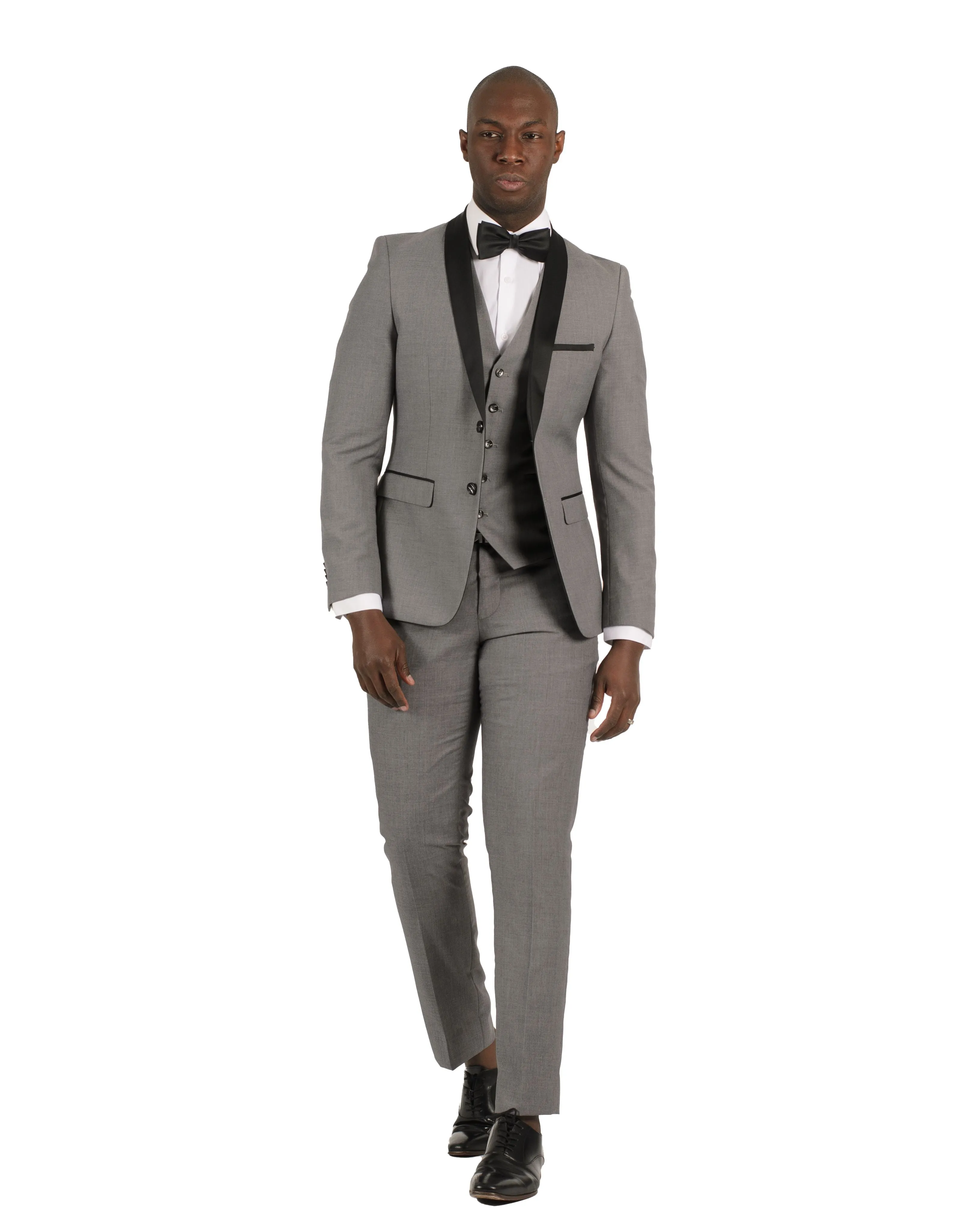 2 Button Shawl Lapel Light Grey Slim Fit Suit FF2SSX V-1230