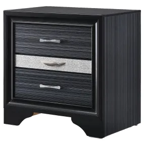 2 Drawer Wooden Nightstand With Felt Lined Jewelry Tray, Black By Benzara