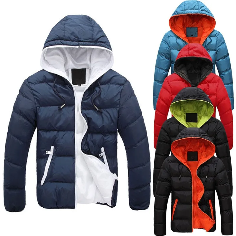 2018 New Fashion Men's Winter Warm Jacket Hooded Slim Casual Coat Cotton-padded Jacket Parka Overcoat Hoodie Thick Coat