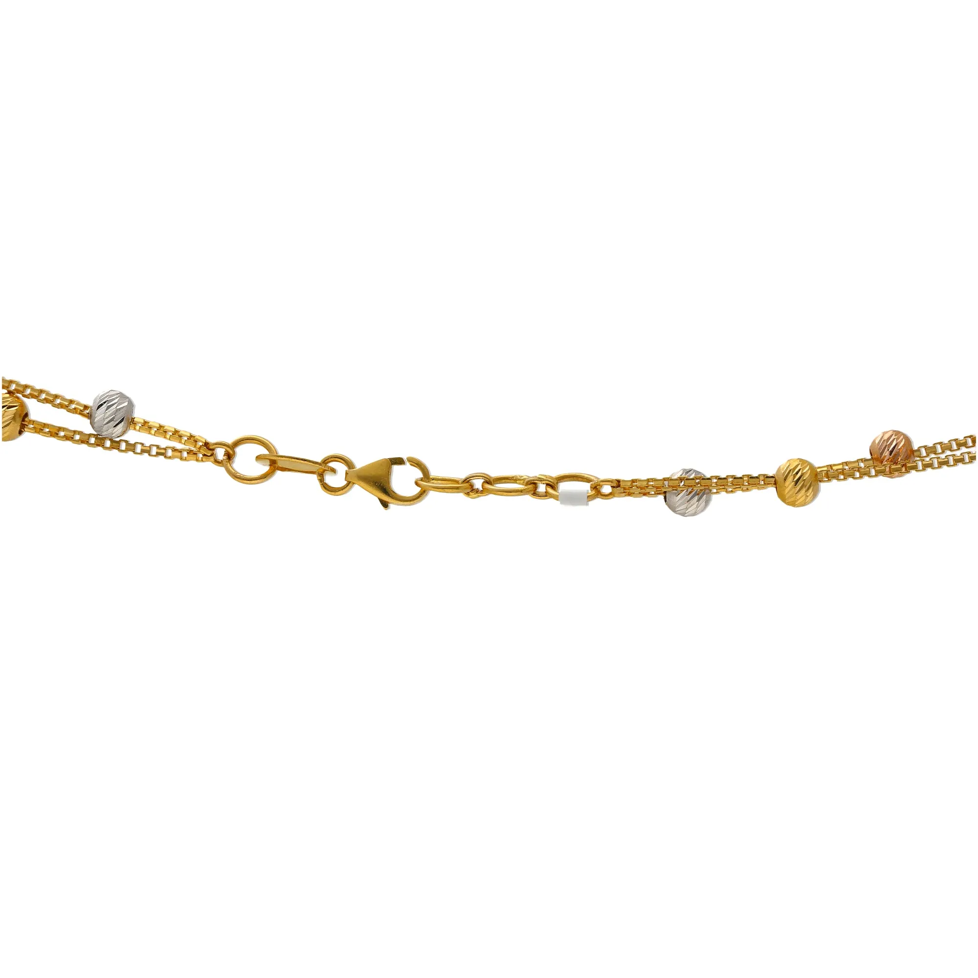 22K Multi-Tone Gold Beaded Chain (32gm)