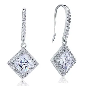 3 Carat Created Princess Cut Zirconia Dangle Drop Sterling 925 Silver Earrings MXFE8065