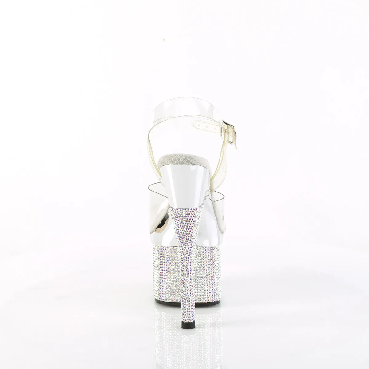 7 Inch Heel ESTEEM-708DM Clear Silver Rhinestone