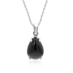 925 Sterling silver Teardrop Black Onyx 7X10mm Pendant