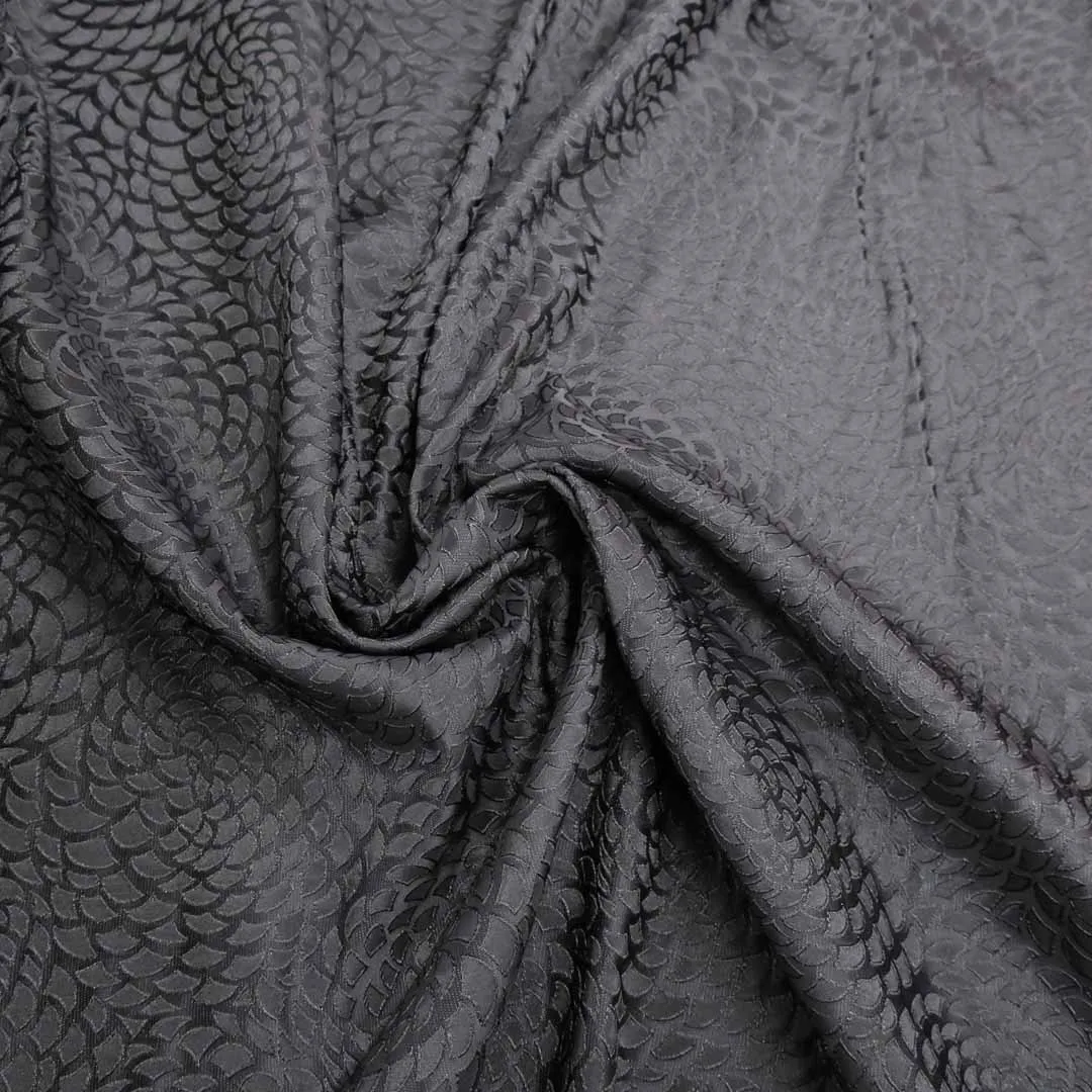 Abstract Textured Grey Brocade Fabric