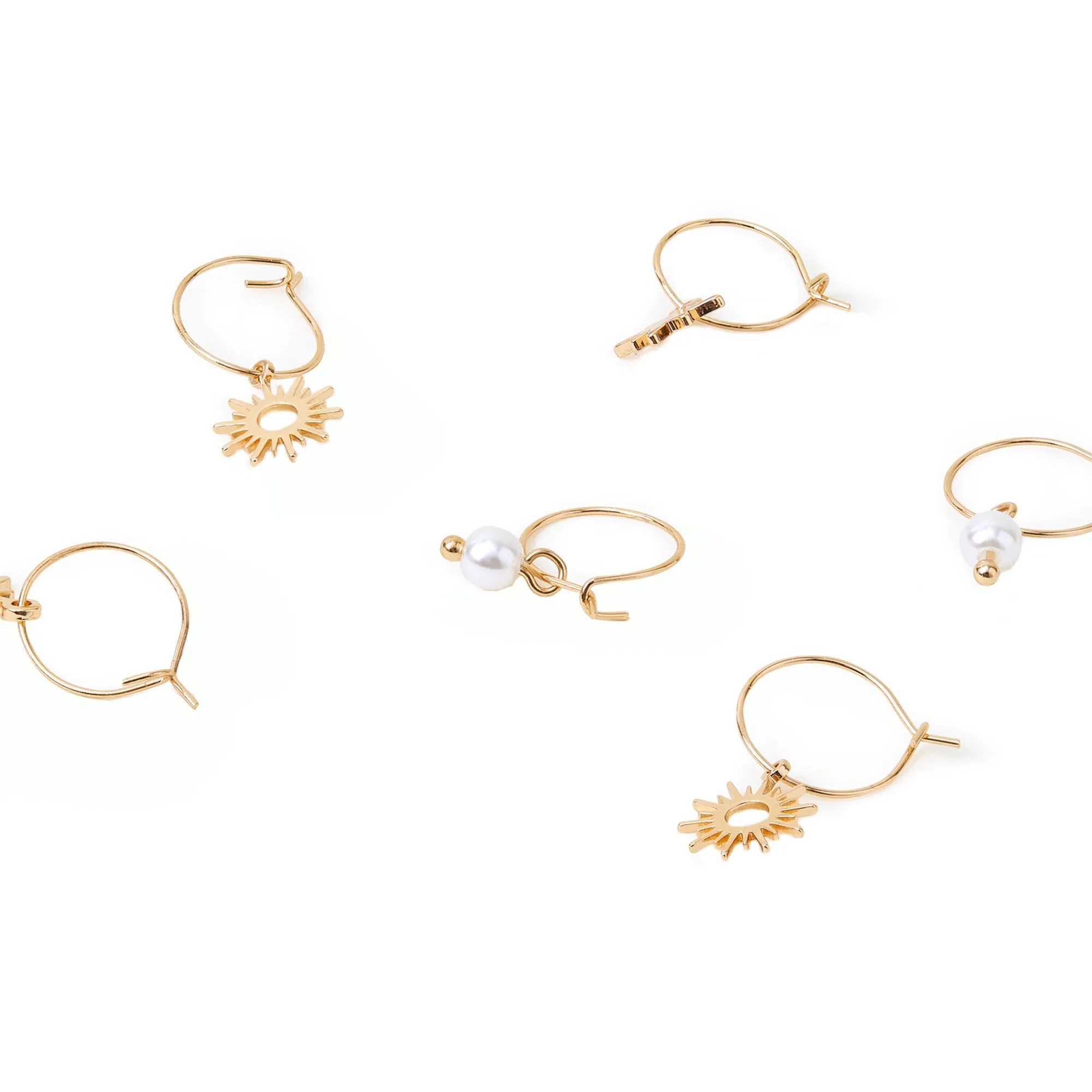 Accessorize London Women's Gold  Starburst Hoop Earrings Pack of Three