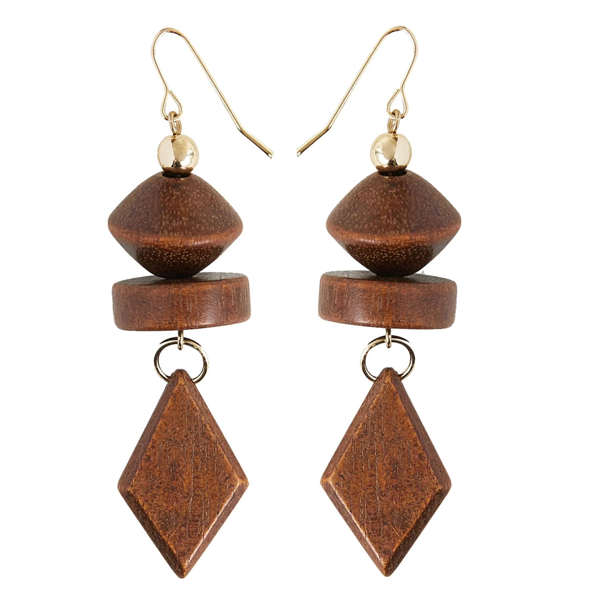 Accessorize London Women's Mixed Shape Wood Earrings