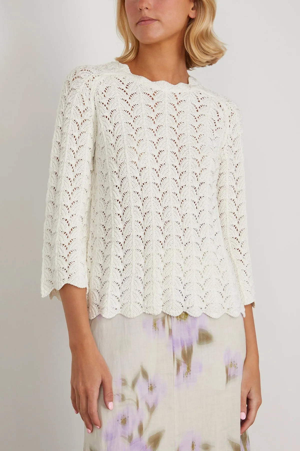 Adeka Long Sleeve Top in Ivory