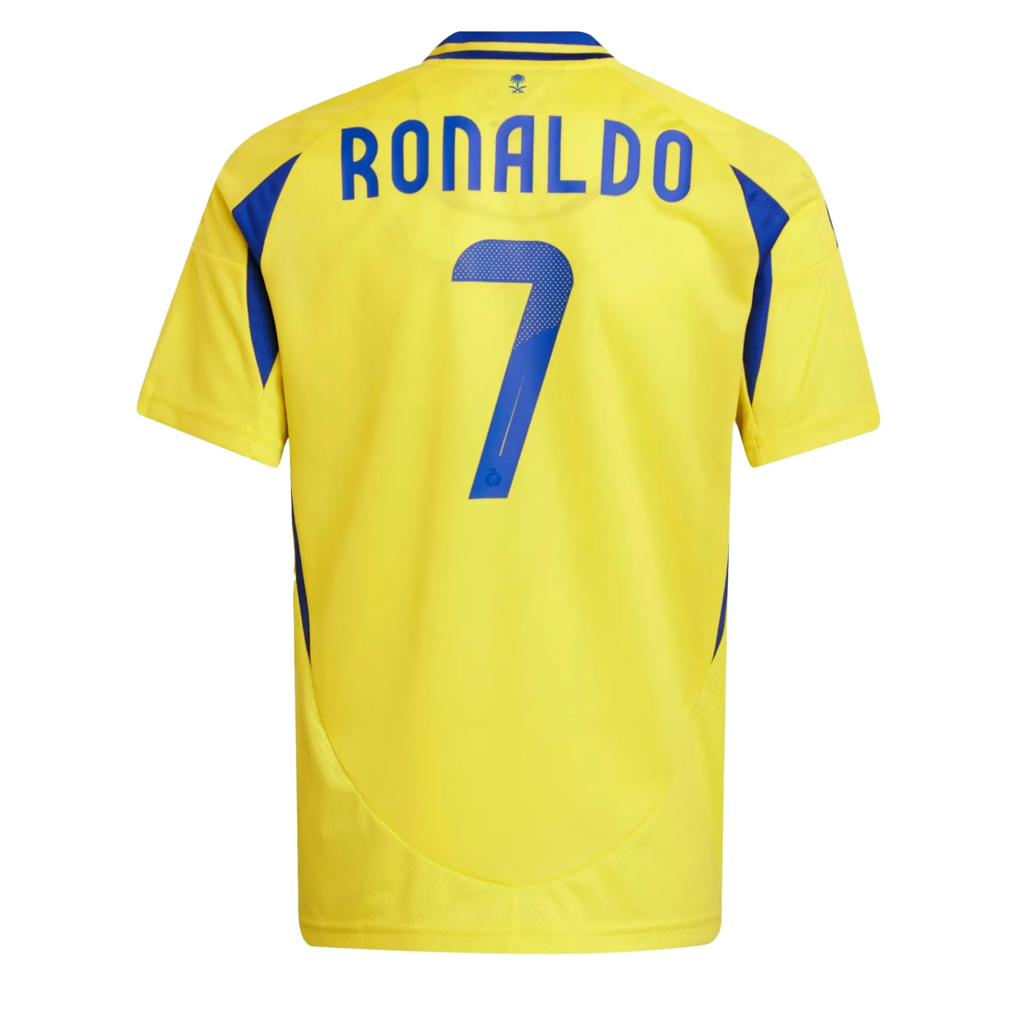 adidas Kids Al Nassr 2024/25 Home Jersey w/ Ronaldo #7 Printing Impact Yellow/Royal Blue