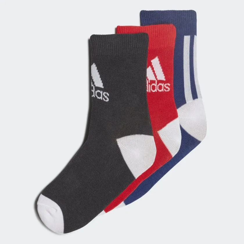 Adidas Kids Ankle Socks 3 Pairs-Victory Blue/Carbon/Vivid Red/White