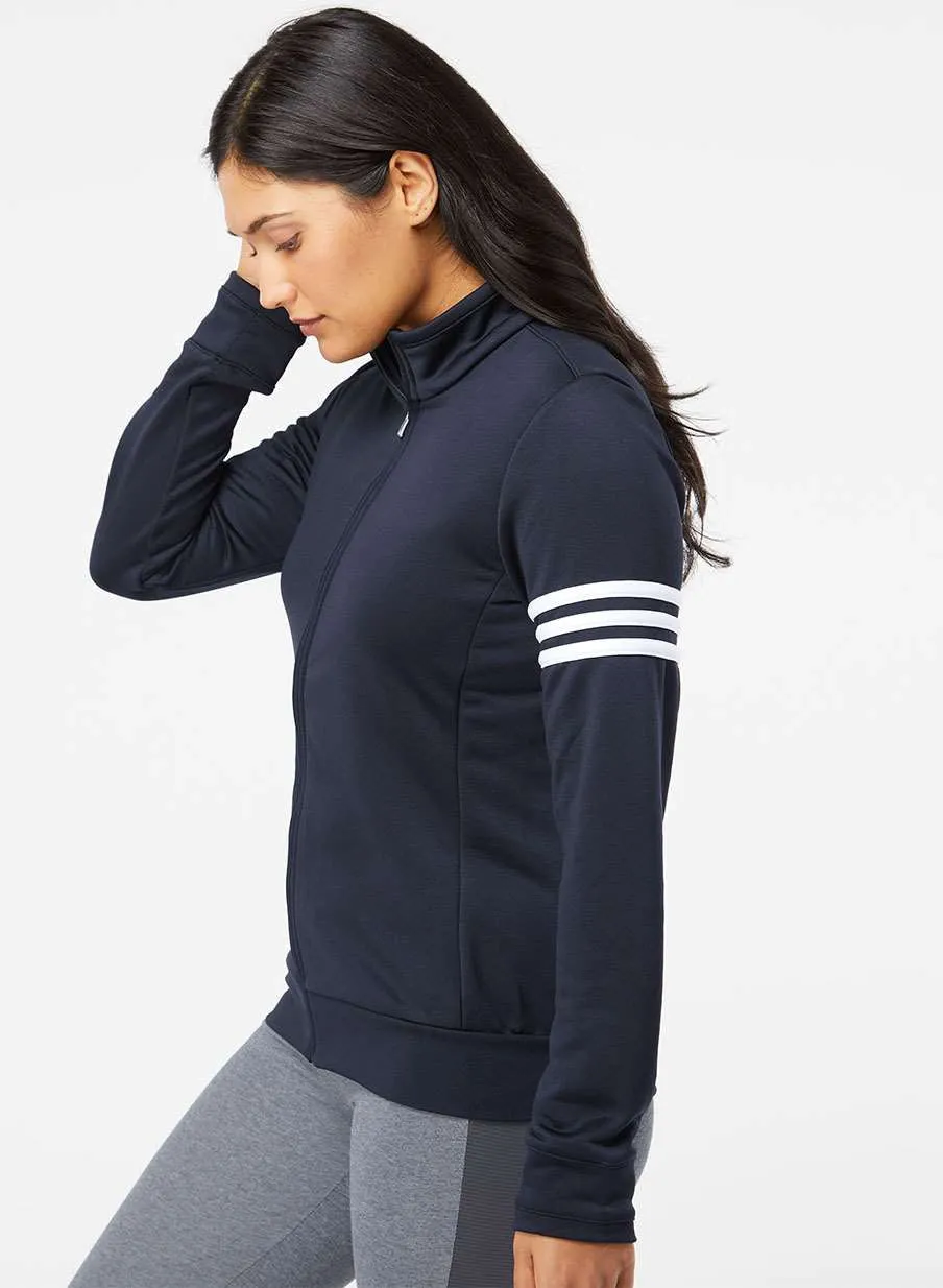 Adidas Ladies ClimaLite 3-Stripes French Terry Quarter Zip Pullover