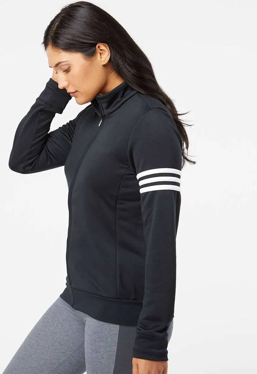 Adidas Ladies ClimaLite 3-Stripes French Terry Quarter Zip Pullover