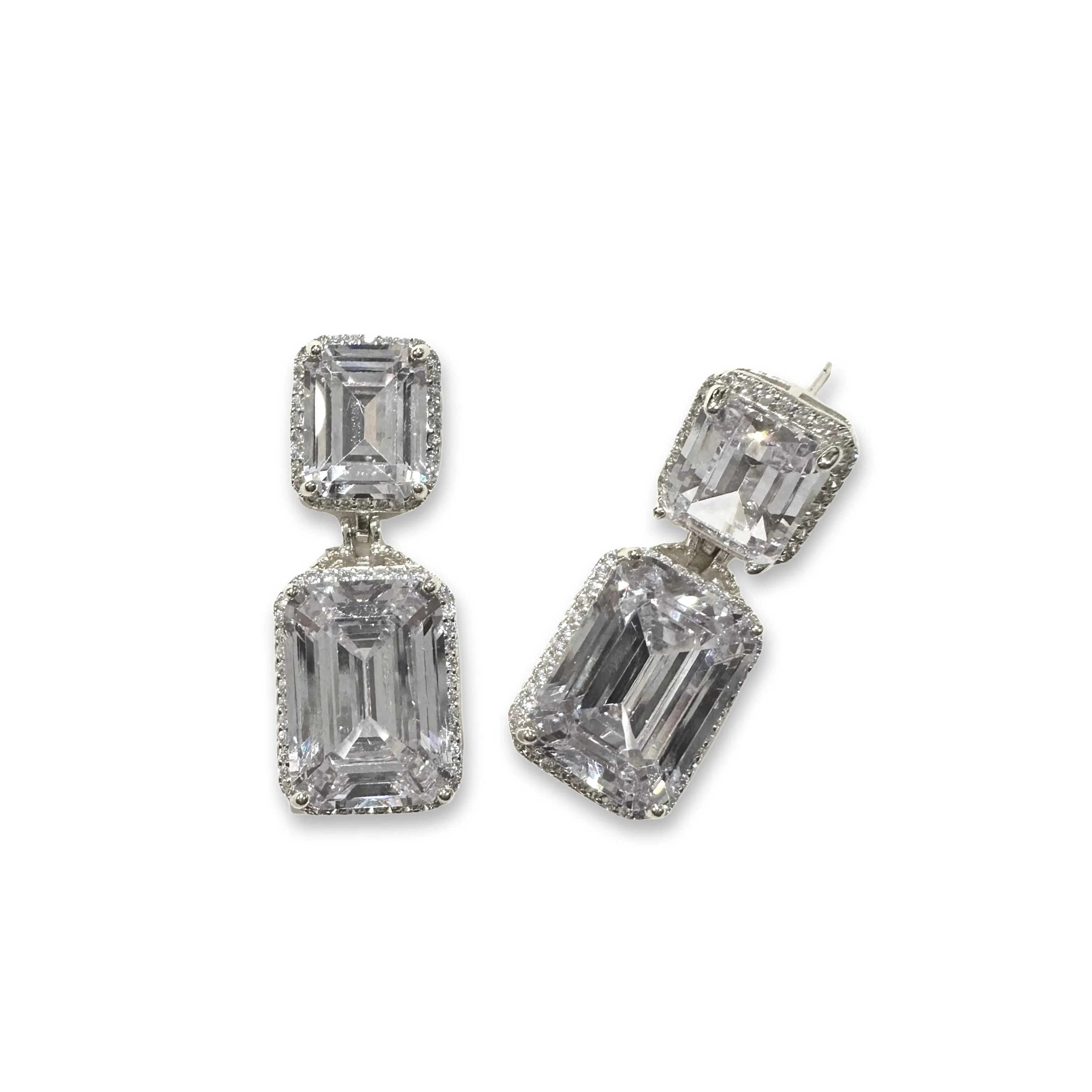 Adriene Emerald Cut Drop Statement Earrings