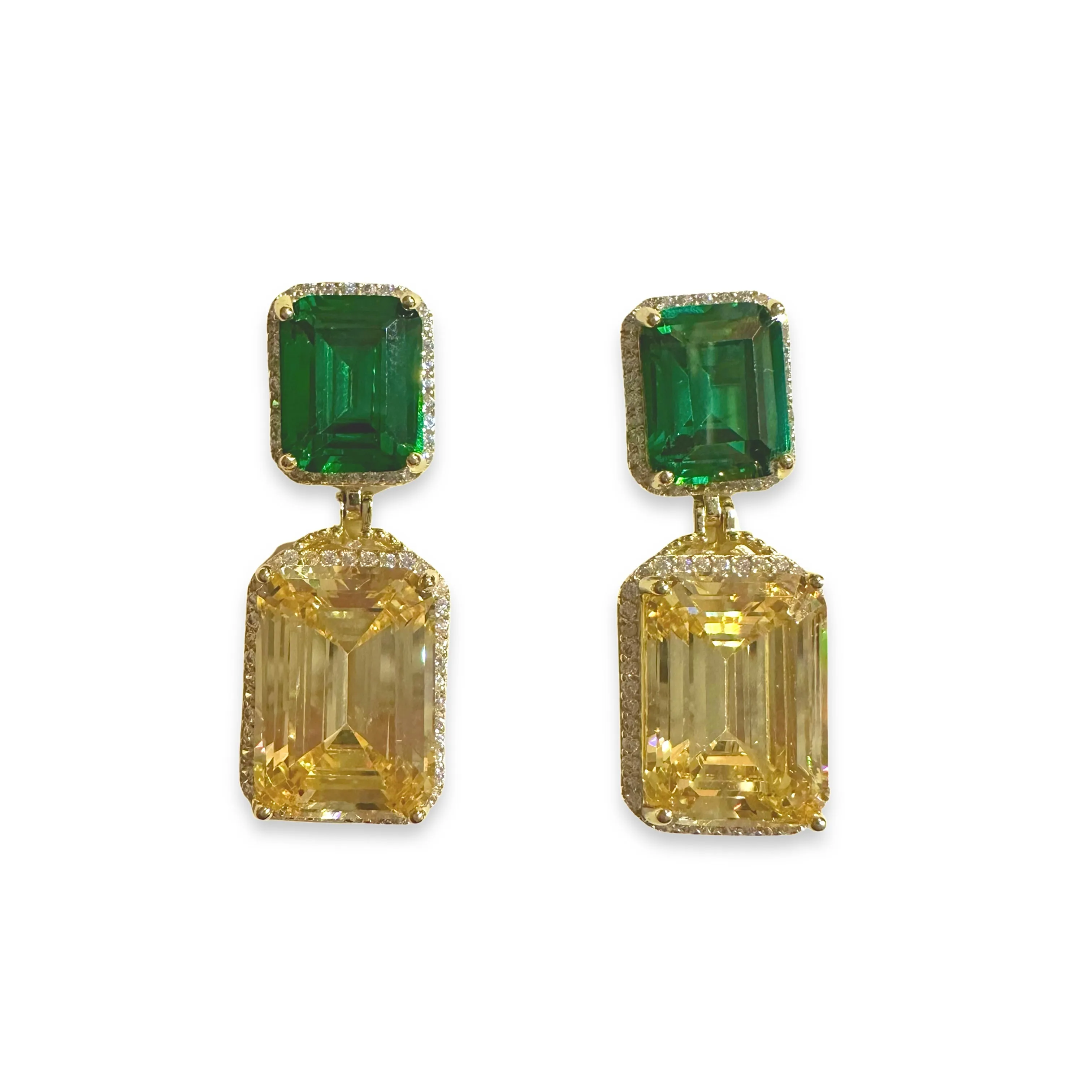 Adriene Emerald Cut Drop Statement Earrings