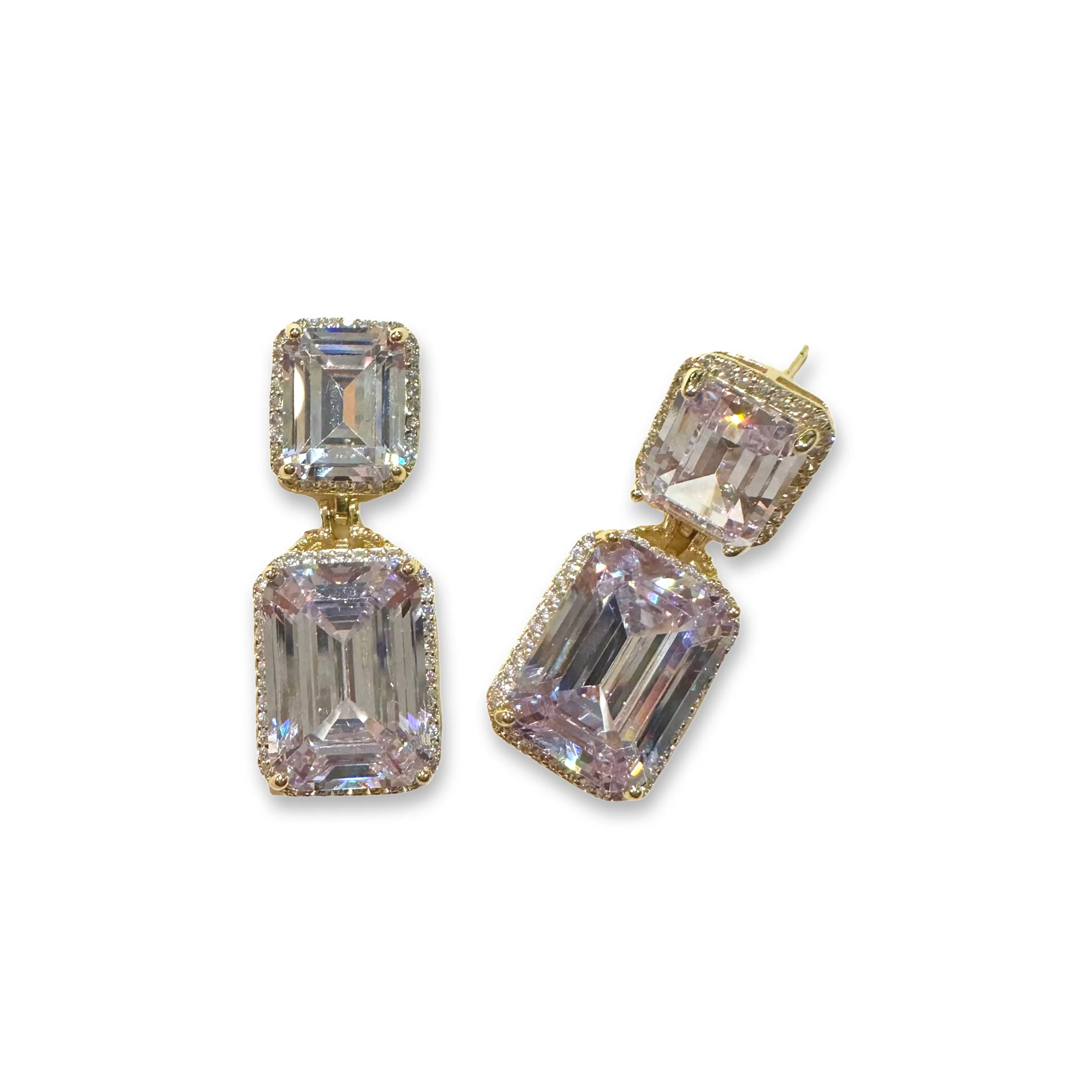 Adriene Emerald Cut Drop Statement Earrings