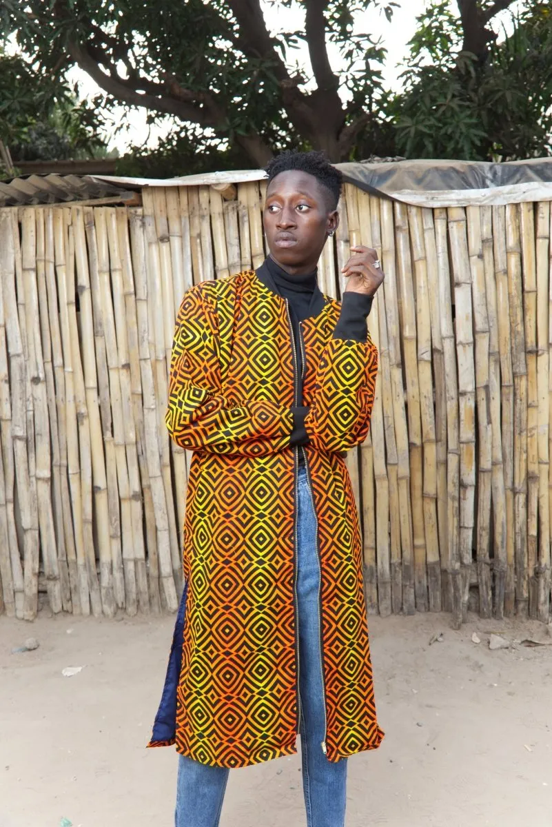 African Trench Coat in Electric Orange