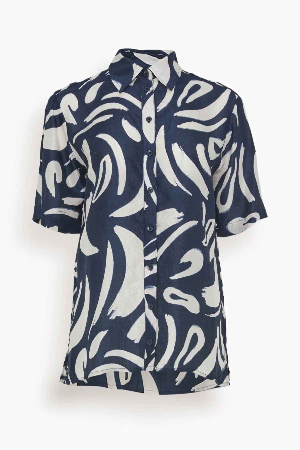 Albers Top in Navy Abstract Brushes