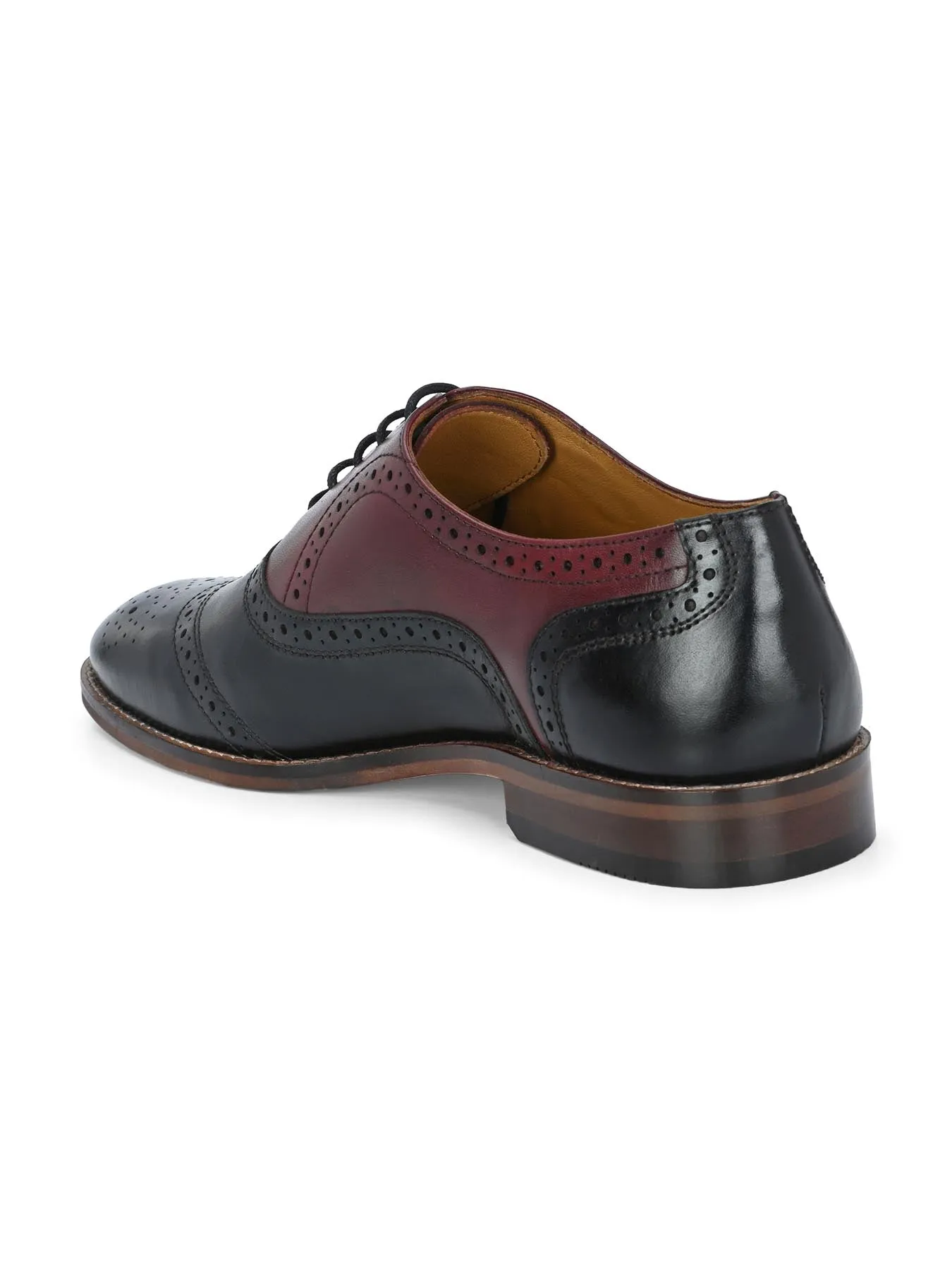 Alberto Torresi Genuine Leather Black Bordo Brogue Formal Lace Ups