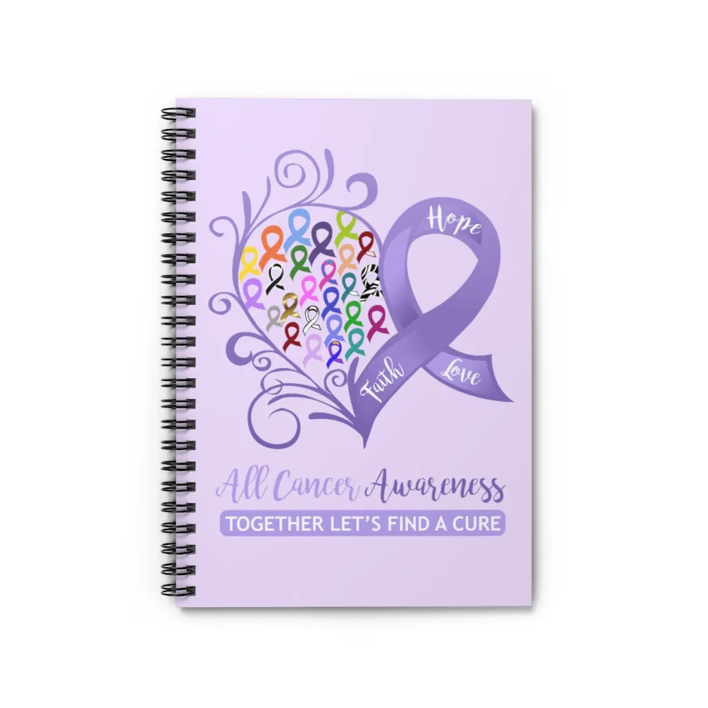 All Cancer Awareness Heart Lavender Spiral Journal - Ruled Line