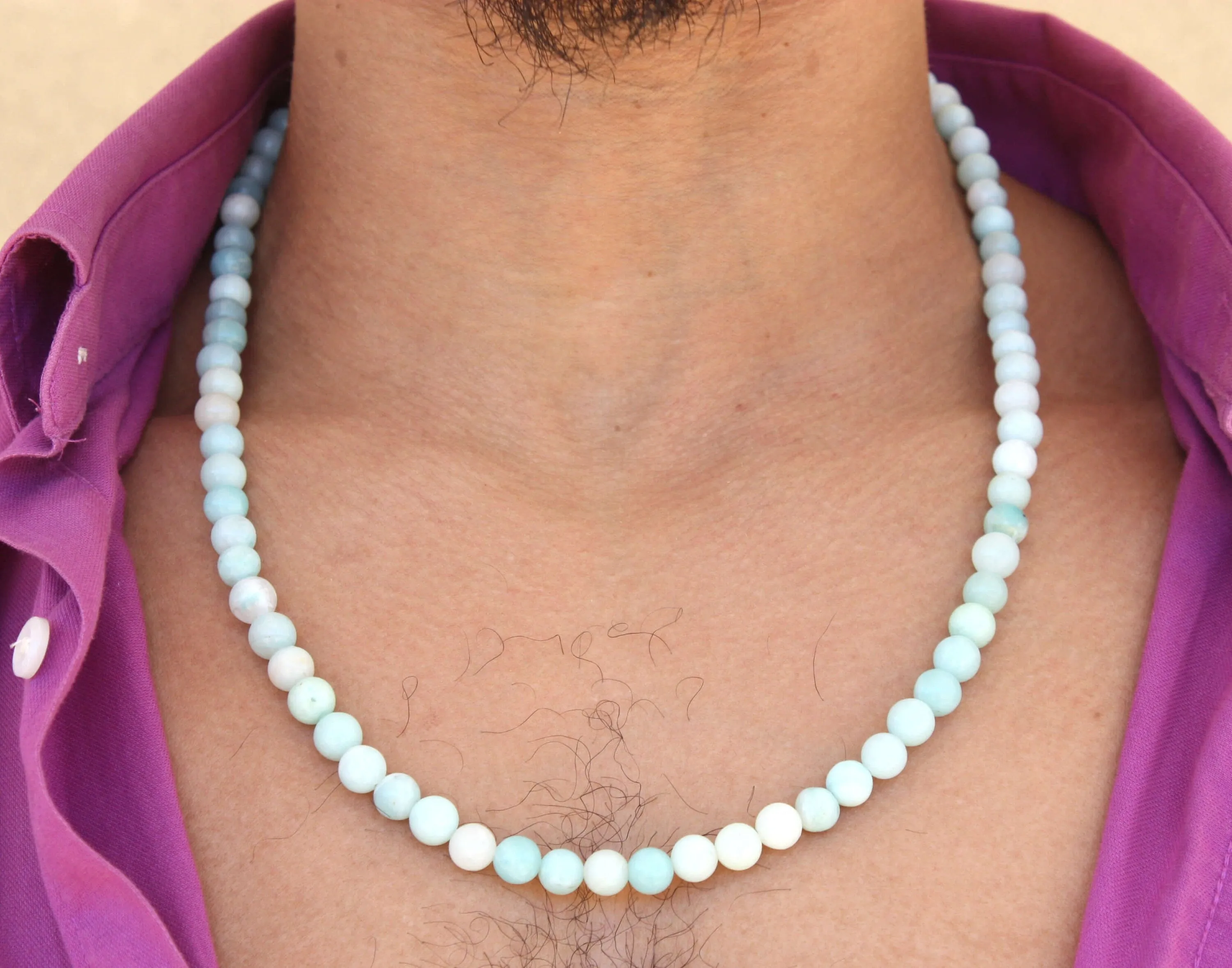 Amazonite Necklace - Beaded Gemstone Neckless for Men/Women 8mm Genuine Amazonite Crystal Beads