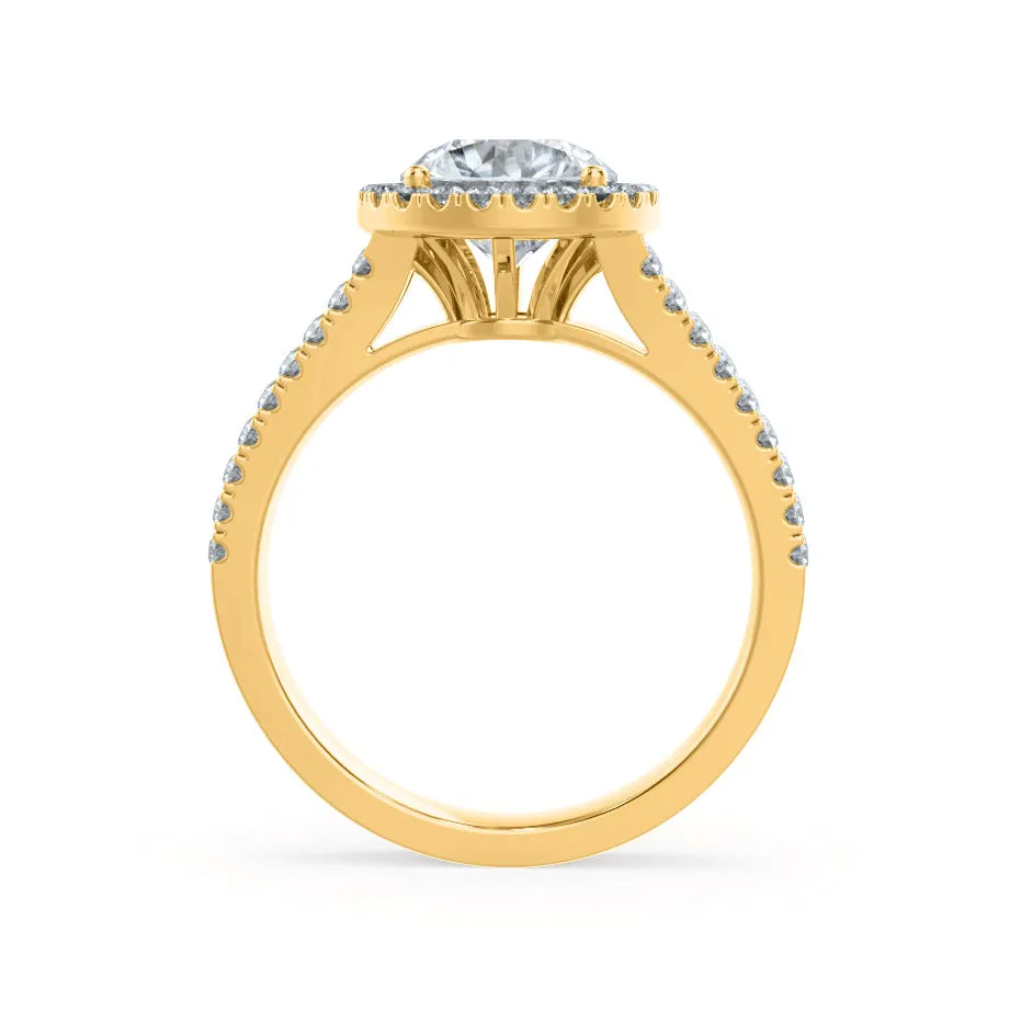 AMELIA - Round Lab Diamond 18k Yellow Gold Halo Ring