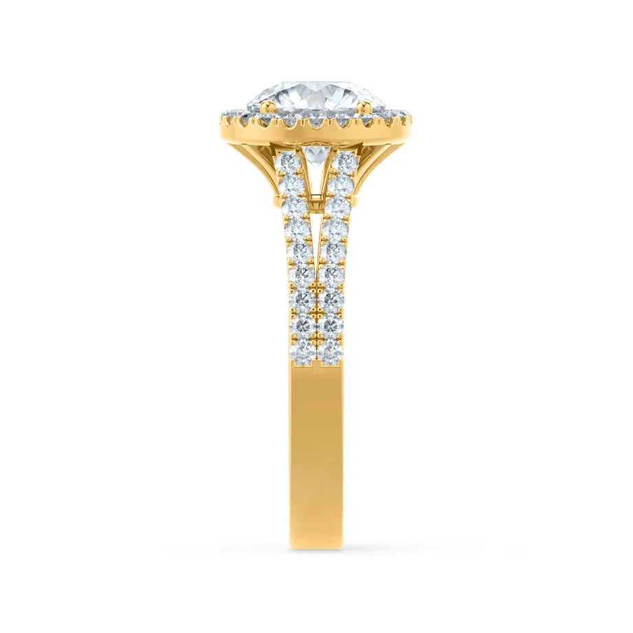 AMELIA - Round Lab Diamond 18k Yellow Gold Halo Ring