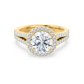 AMELIA - Round Lab Diamond 18k Yellow Gold Halo Ring