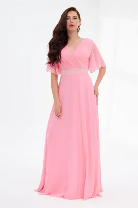 Angelino Powder Chiffon Long Evening Dress