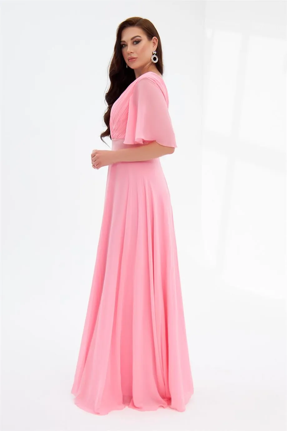 Angelino Powder Chiffon Long Evening Dress