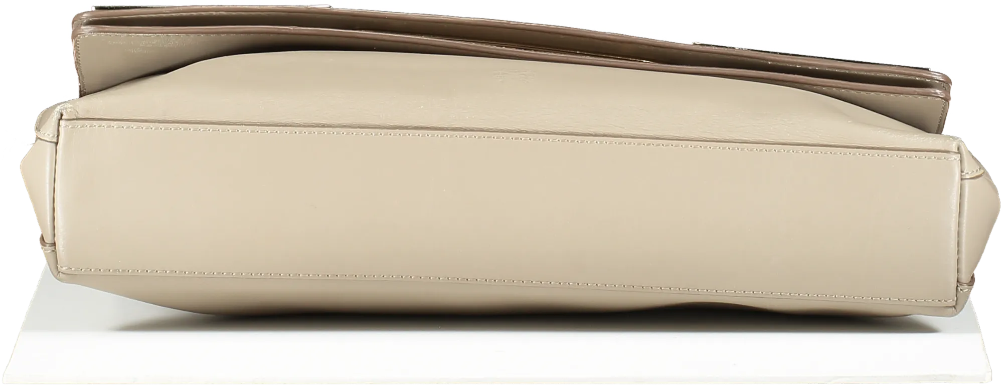 Anya Hindmarch Beige Fold Over Leather Clutch Bag